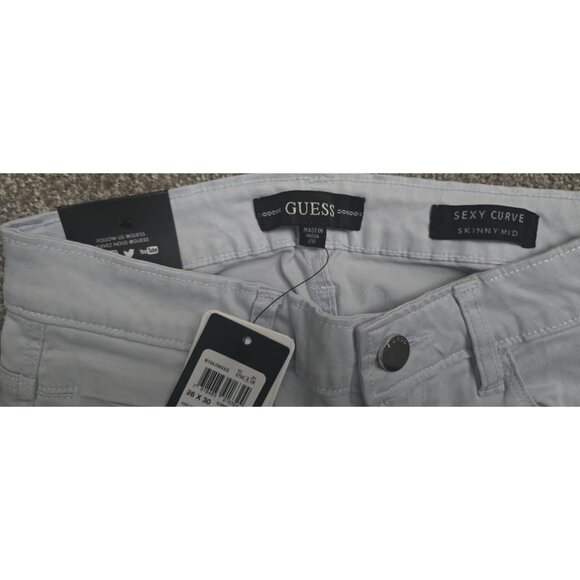 Guess Sexy Curve Skinny Mid Jeans 26X30 Summer Clouds Tencel Blend Womens Pants - Picture 3 of 4